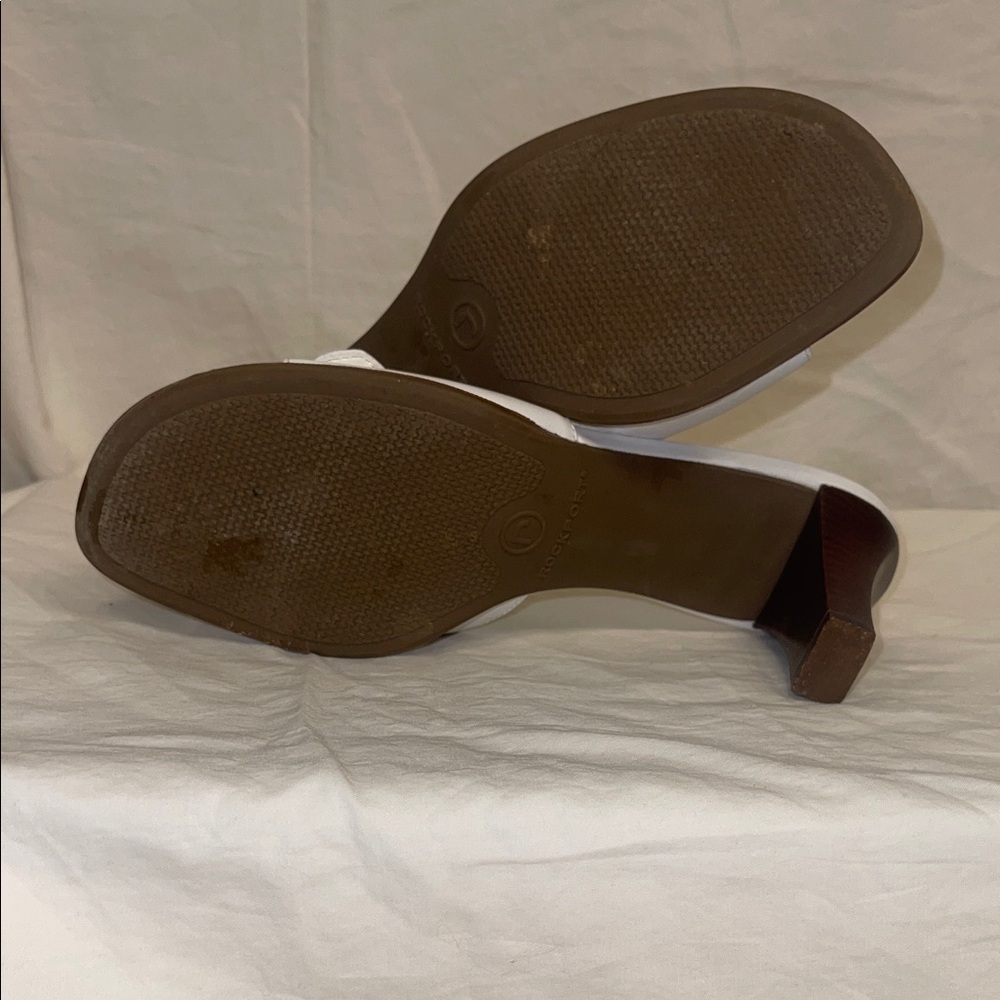 Rockport White Heeled Mules with Buckle - Picture 6 of 10